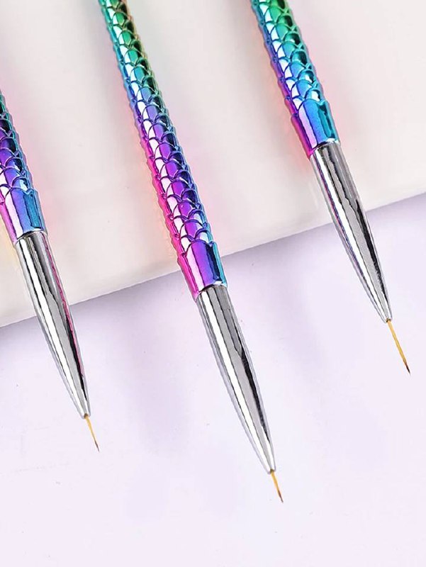 Set de 3 pinceles striper de cola de sirena de 7mm, 9mm y 11mm. Ideal para realizar lineas, trazos f - foto 2